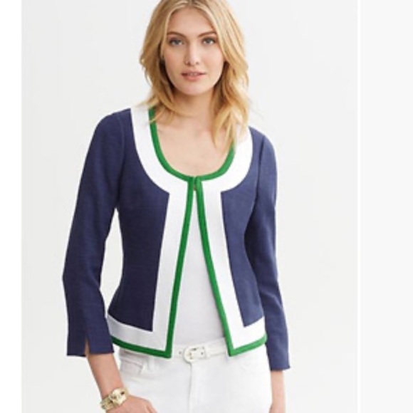 Banana Republic blue green colorblock blazer size 2 - Picture 1 of 13